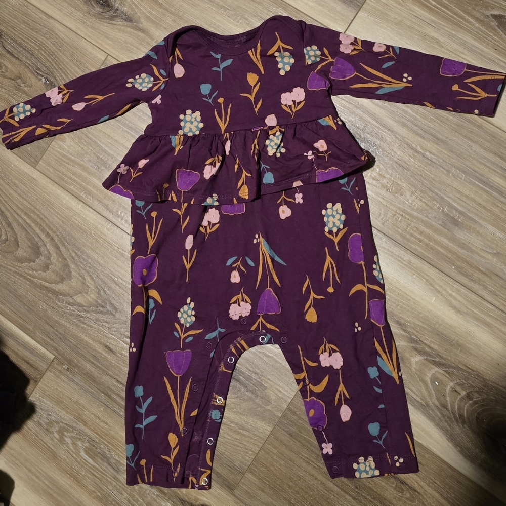 Tea Collection Purple Baby Romper with Floral Accents